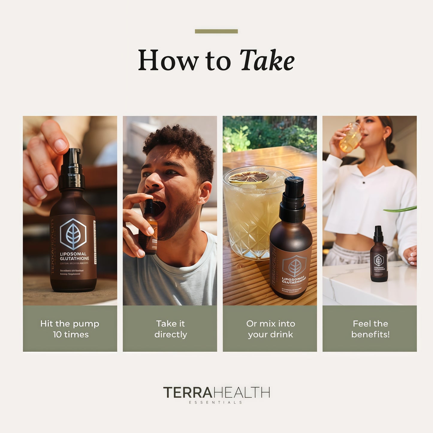 Terra Health Essentials - Liposomal Glutathione - Supports Immunity, Skin, Hair, and Healthy Aging - Maximum Absorption Glutathione Supplements - 30 Day Supply, 2oz